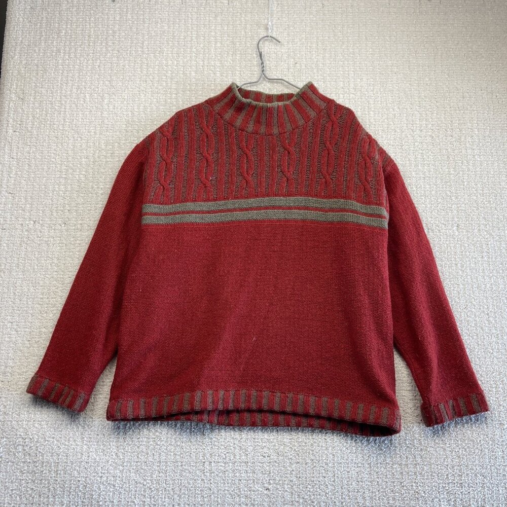 VTG Rossignol Cable Nordic Knit Sweater Mock Neck Wool Blend France Made Men L